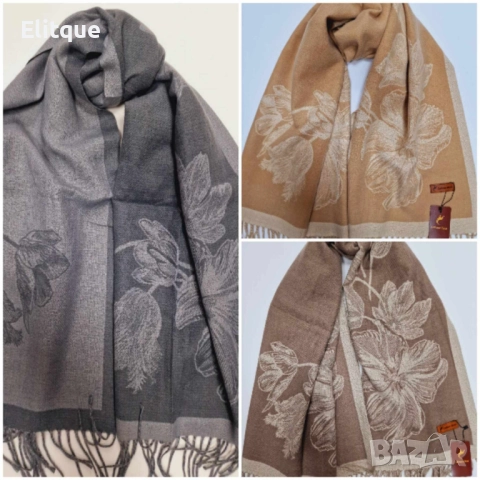 Стилен дамски шал с флорални мотиви, снимка 2 - Шалове - 52832160