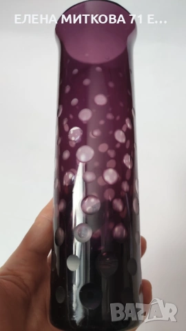 Ваза от цветен кристал в преливащо лилаво, снимка 2 - Вази - 53558524