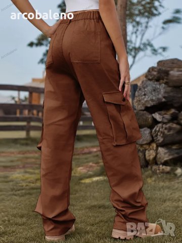 Модни дамски карго дънки с еластична талия в американски стил, 4цвята, снимка 5 - Дънки - 41915069