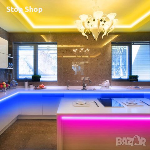KSIPZE Wifi 2x15метра Led Strip Lights RGB Music Sync Bluetooth Led  дистанционно , снимка 2 - Лед осветление - 40934278