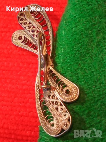 СТАРИННА ФИЛИГРАН СРЕБЪРНА БРОШКА ВИСОКА 950 ПРОБА СРЕБРО с ГРАНУЛАЦИЯ 3633, снимка 2 - Антикварни и старинни предмети - 30330411