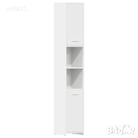 vidaXL Шкаф за баня, бял, 30x30x183,5 см, инженерно дърво