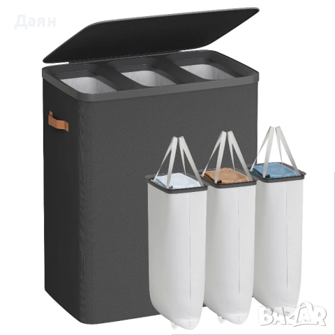 Кош за пране 190L с три отделения SONGMICS, снимка 4 - Други стоки за дома - 53269758