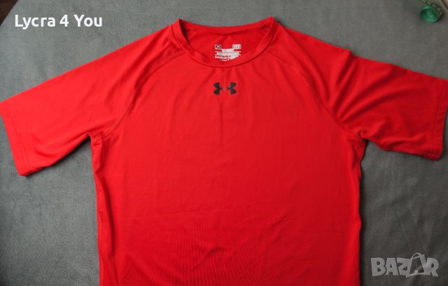 M/L червена мъжка компресионна тениска на Under Armour (made in Mexico), снимка 2 - Спортни дрехи, екипи - 41462442