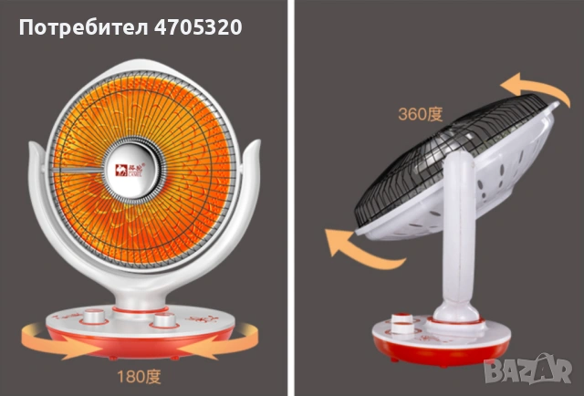 Преносим настолен електрически нагревател + функция вентилатор DN2, снимка 3 - Отоплителни печки - 53086646