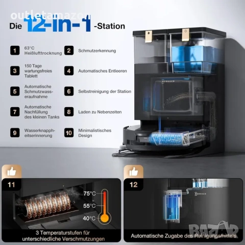 Прахосмукачка робот Ecovacs Deebot X8 Pro Omni , снимка 5 - Прахосмукачки - 53266103