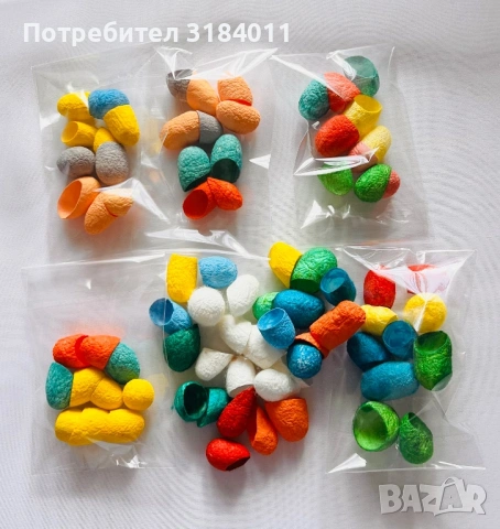 Оцветени копринени пашкули, снимка 3 - Декорация за дома - 53636199