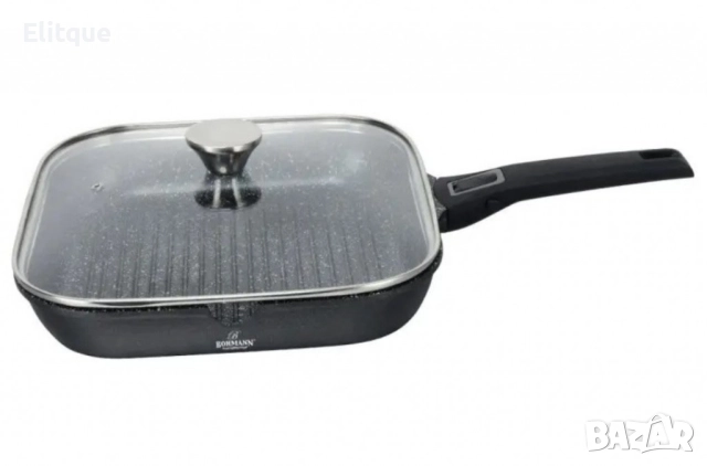 Тиган грил с капак Bohmann, 28х28х5.5см., Лят алуминий, Подвижна дръжка, Индукция, снимка 7 - Съдове за готвене - 52818822