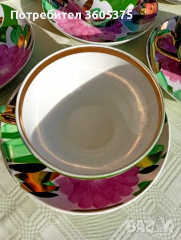 Сервиз за чай,руски порцелан от Дулево, снимка 8 - Антикварни и старинни предмети - 52942456