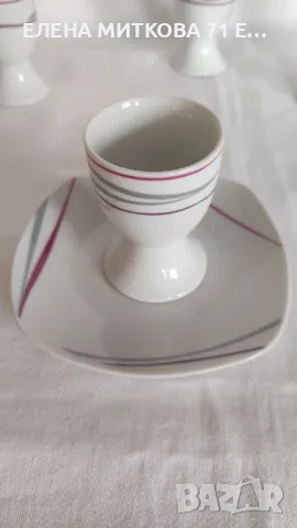 Комплект от 6 коктиери + 6 подложни чинийки/порцелан, снимка 2 - Аксесоари за кухня - 49919704
