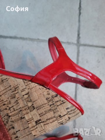 Червени сандали на платформа , снимка 6 - Сандали - 42273848