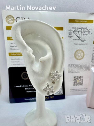 Сребърни обеци с мойсанит (Диамант) 1.2 карата, снимка 9 - Обеци - 52081954