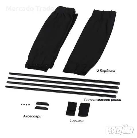 Комплект пердета за автомобил Mercado Trade, Странични завеси, 2 броя, Черен, снимка 6 - Аксесоари и консумативи - 49900318