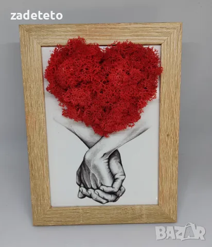 Картина за Свети Валентин със скандинавски мъх , снимка 3 - Картини - 48581393
