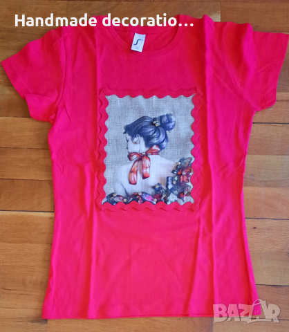 Дамска тениска ръчна декорация., снимка 1