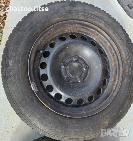 Железни джанти - 6,5Jx 15H2 ЕТ35 със зимни гуми (M+S) 195/65/R15 91T, снимка 5 - Гуми и джанти - 53770331