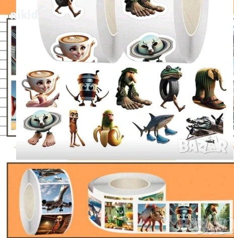 2 вида 100 бр ITALIAN BRAINROT самозалепващи лепенки стикери ръчна изработка за подарък