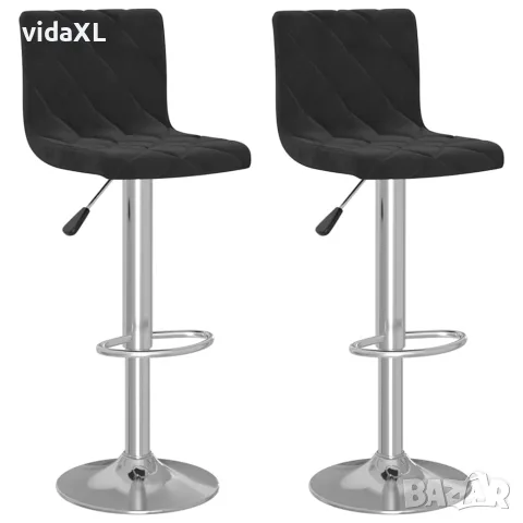 vidaXL Бар табуретки, 2 бр, черни, кадифе