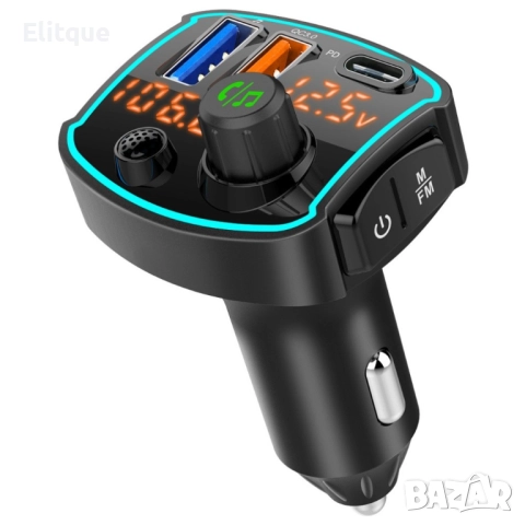 FM предавател и бързо зарядно за кола с USB-C и USB-A бързо захранване, снимка 2 - Други - 52716398
