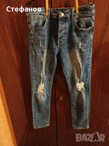 Мъжки светло сини дънки с накъсвания, снимка 12 - Дънки - 47332837