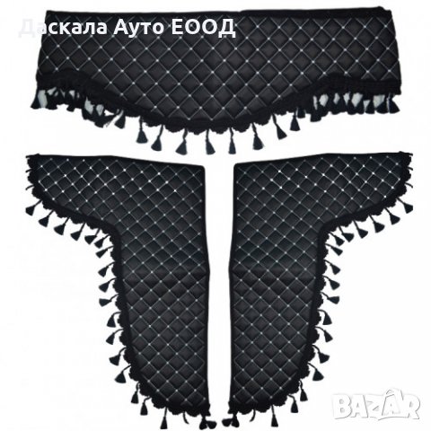 Комплект от 3 части КОЖЕНИ пердета за камион ЧЕРНИ С БЯЛ ШЕВ