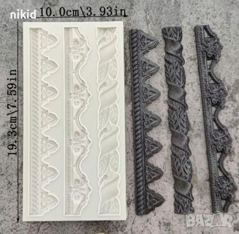 3 широки кант борд силиконов молд форма фондан гипс шоколад декор 