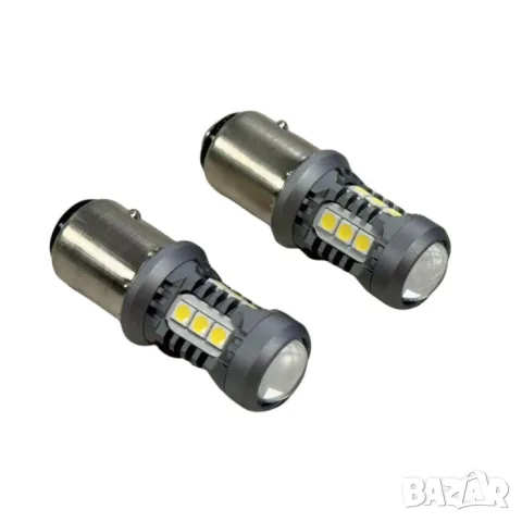 LED крушки 1156 BA15S бели 12V 2 броя, снимка 2 - Аксесоари и консумативи - 55864847