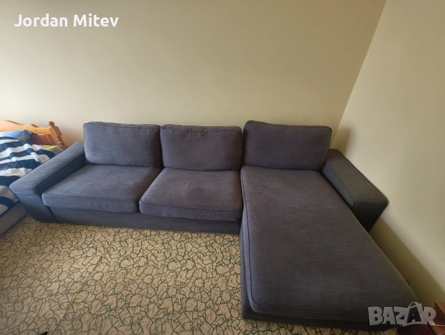 Запазен сив Ъглов диван, снимка 2 - Дивани и мека мебел - 53007639