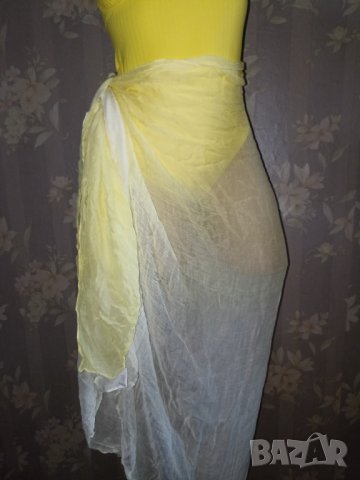 Ефирен шал/ парео в преливащо се  бяло към жълто, снимка 1