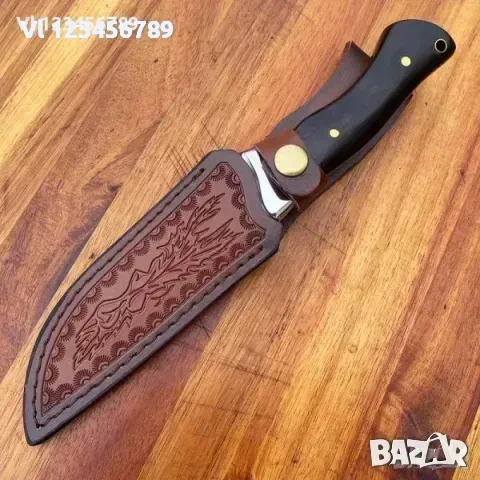 Бутиков ловен нож 98х220 мм, кожена кания , снимка 4 - Ножове - 53853956