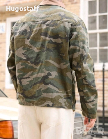 Ново мъжко Военно камуфлажно яке деним памук Л, Хл , снимка 5 - Якета - 51497971
