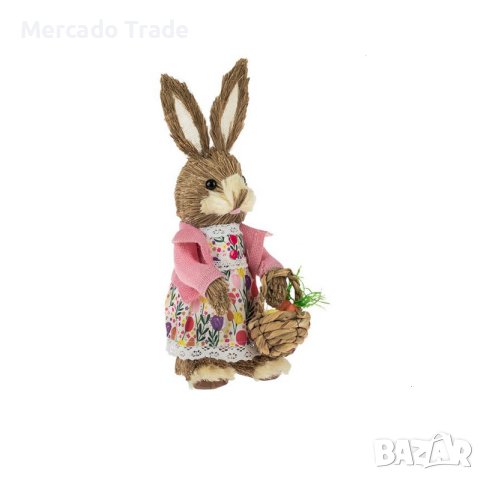 Великденска декоративна фигурка Зайче Mercado Trade, Флорална рокля, 46см, снимка 2 - Декорация за дома - 44463406