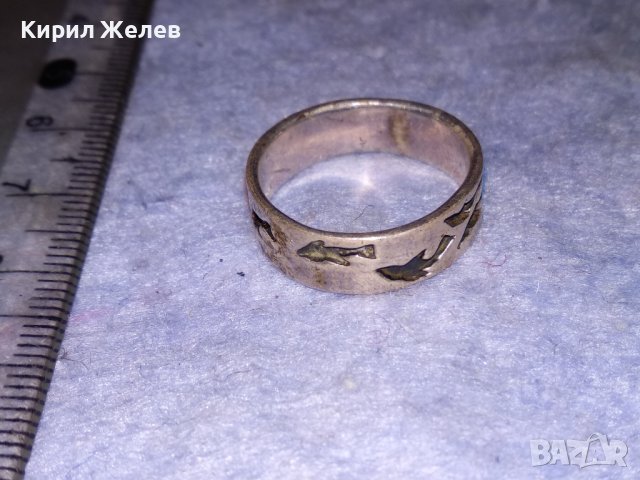 СТАР СРЕБЪРЕН ФИГУРАЛНО ОРНАМЕНТИРАН ПРЪСТЕН ХАЛКА СРЕБРО 925 с ОКСИДАЦИЯ 38276, снимка 7 - Пръстени - 40940306