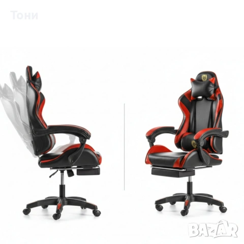 Ергономичен геймърски стол с поставка за крака – комфорт и стабилност за дълги часове без болка, снимка 5 - Столове - 53240038