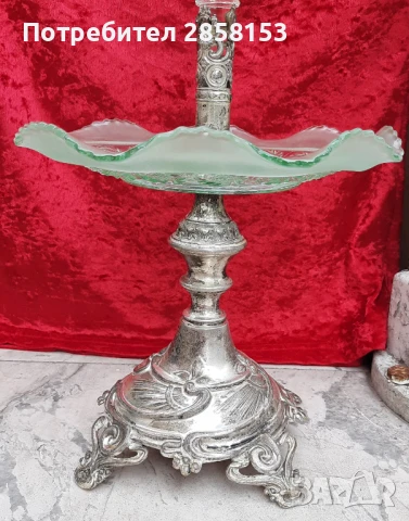 Старинна посребрена поставка Арт Деко, Epergne, снимка 2 - Антикварни и старинни предмети - 50623848