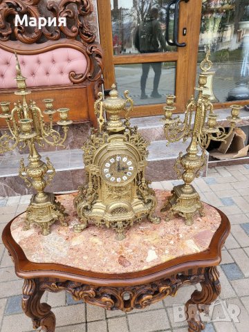Комплект каминен часовник и два свещника 014, снимка 1