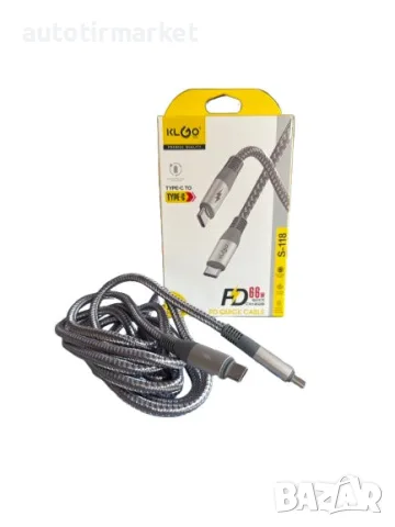 Кабел за зареждане KLGO 2 метра Type C към Type C – T638