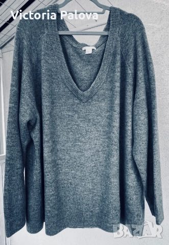 Хубав мек пуловер V-деколте plus size H&M, снимка 7 - Блузи с дълъг ръкав и пуловери - 52433486
