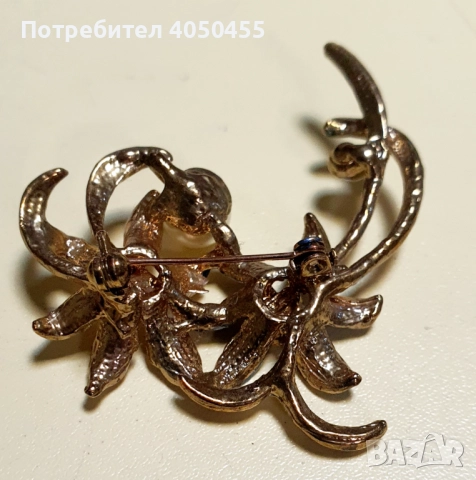 Стара позлатена изключително красива брошка, снимка 5 - Антикварни и старинни предмети - 52091719