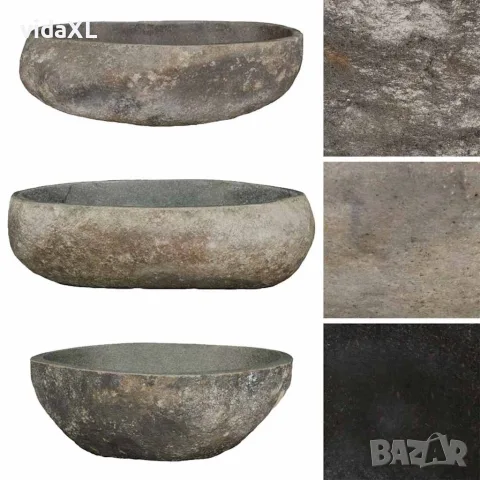 vidaXL Мивка от речен камък, овална, (45-53)x(34-41) см, снимка 4 - Мивки - 56146075