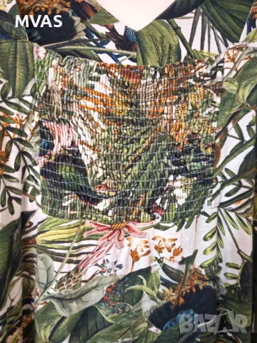 Дълга лятна рокля на листа джунгла  M L размер, снимка 3 - Рокли - 49942153