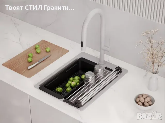 Сива Кухненска Мивка от гранит модел Рига Easy 380 x 440 mm