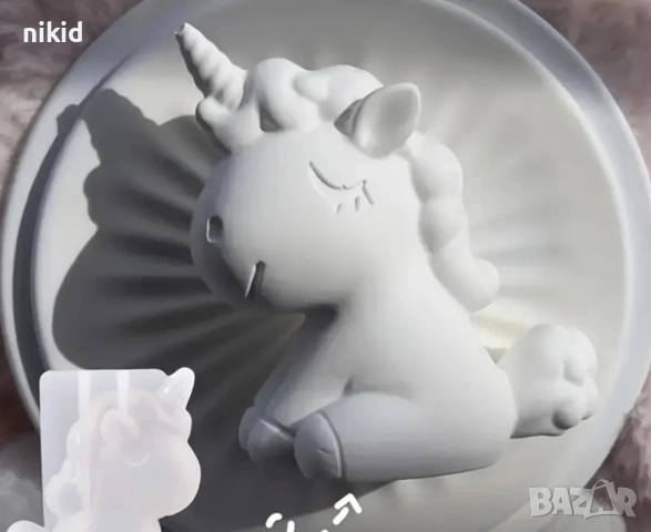 3d Еднорог unicorn силиконов молд декор украса фондан торта шоколад гипс смола бижута свещ, снимка 7 - Форми - 26285430