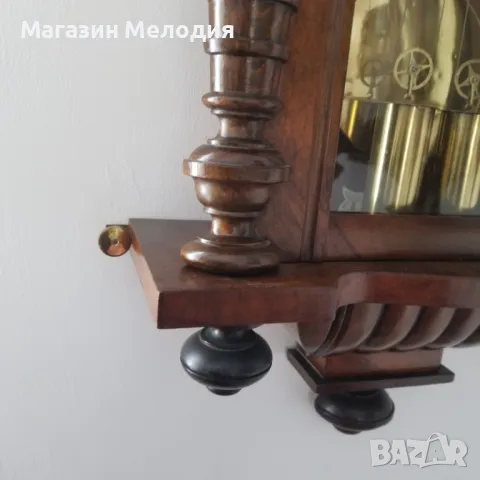 Немски античен стенен часовник с топузи Gustav Becker от 1890г. Напълно автентичен, много рядък часо, снимка 4 - Стенни часовници - 49369281