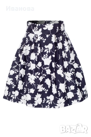 Прекрасна лятна пола/поличка флорална синьо/бяло, снимка 3 - Поли - 50594196