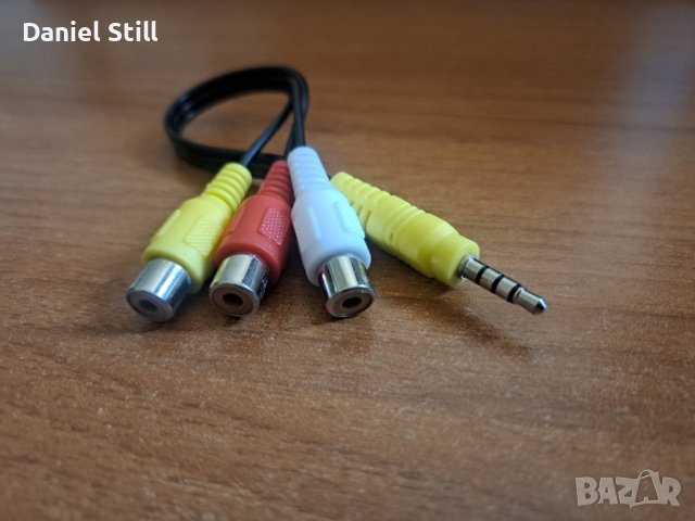  Аудио Видео кабел Адаптер Проводник 3,5 мм жак към 3 RCA, снимка 1