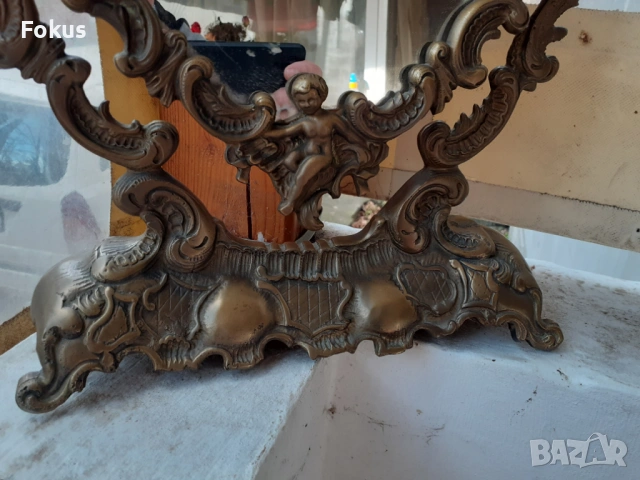 Уникално голямо бронзово бароково огледало 5,5 кг., снимка 9 - Антикварни и старинни предмети - 53445686