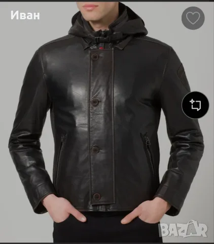 Мъжко кожено яке Strellson road jacket 1984, снимка 6 - Якета - 56341372