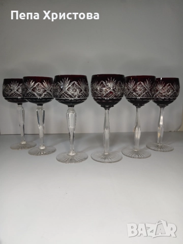 Чаши  чешки кристал Бохемия, снимка 2 - Чаши - 52655223