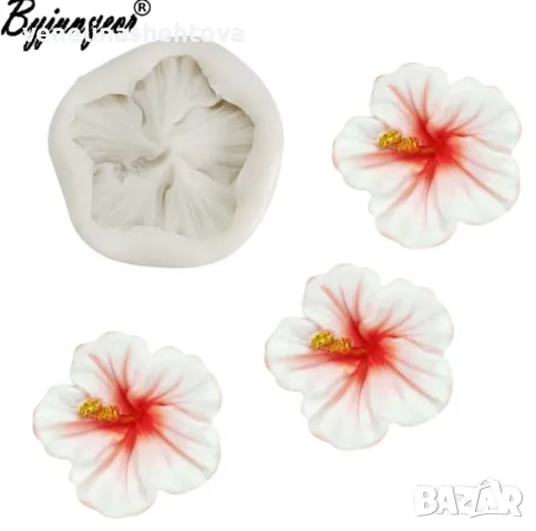 Хибискус Силиконов молд форма за фондан шоколад гипс, снимка 2 - Форми - 47299024